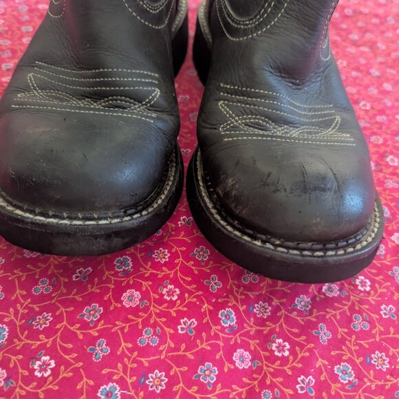 Ariat Fat Baby Boots Leather Western Embroidered Chunky Cowgirl Style # 14788 - Picture 7 of 11